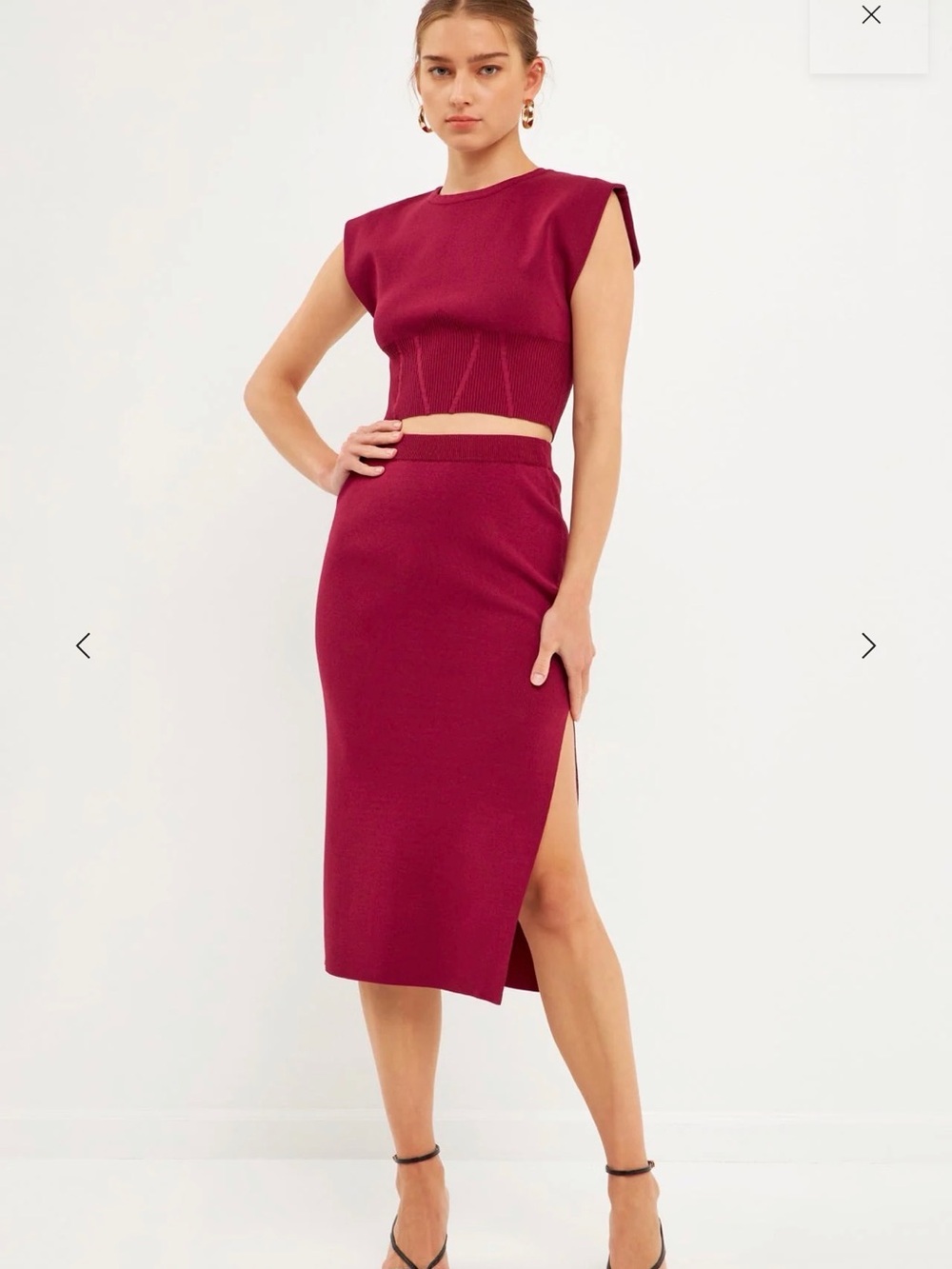 Endless Rose SIDE SLIT DETAILED KNIT MIDI SKIRT - NWT
